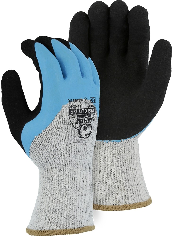 35-1585 Majestic® Glove Winter Lined Cut-Less Watchdog® Glove with Sandy Latex Palm over 3/4 Flat Latex Dip